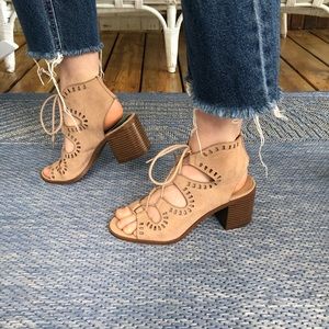 Taupe Lace up heels